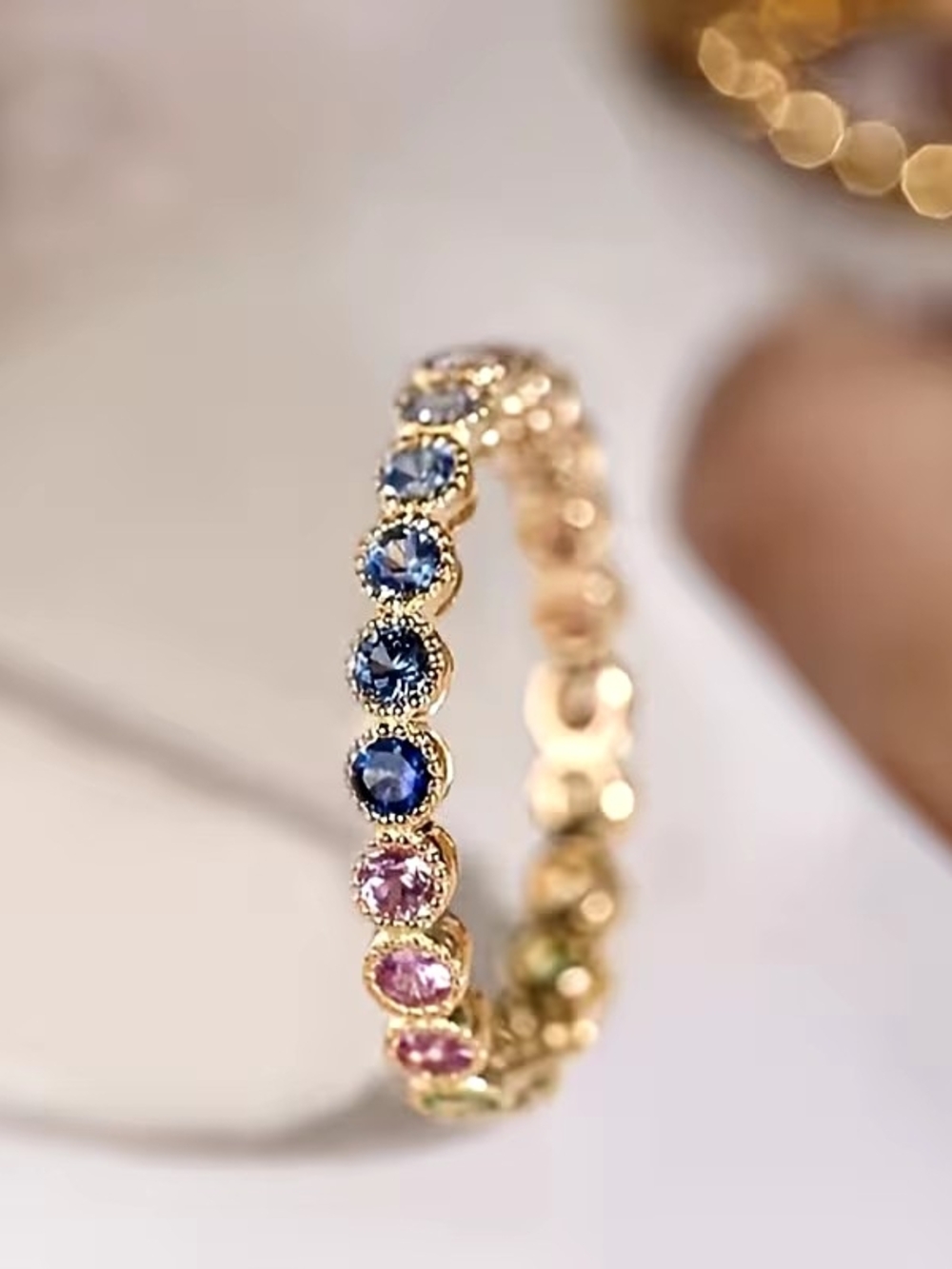 Gold Multicolor Stone Ring - Womens Jewelry